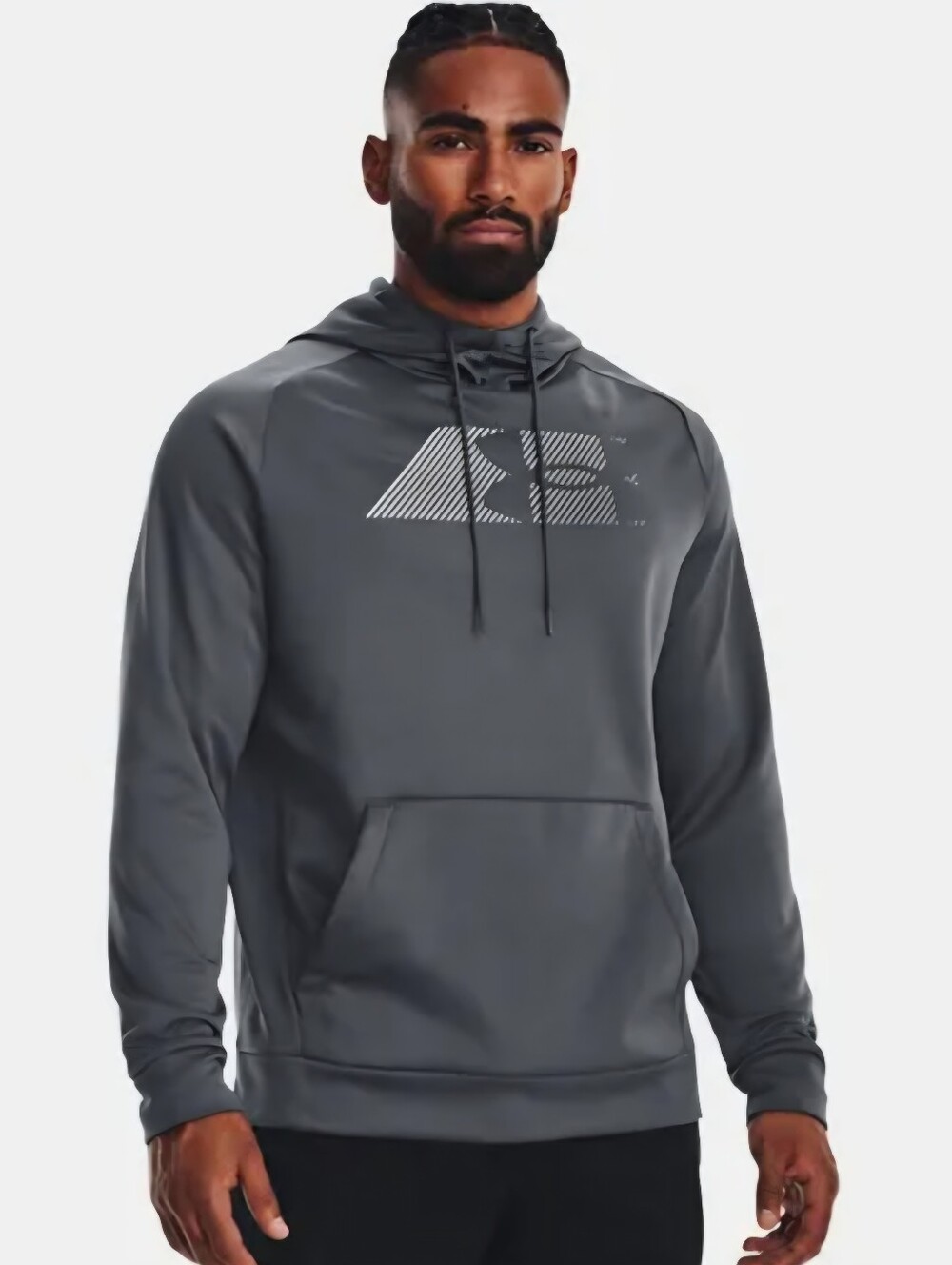Under Armour Men’s Gray Performance Hooded Pullover with Striped Logo